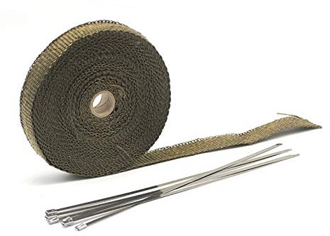 Bande Thermique Echappement,Pare Chaleur Echappeme 5m / 10m / 15m 1 rouleau en fibre de verre bouclier de chaleur moto d'échappement en-tête de tuyau thermique protection thermique Protection thermiqu