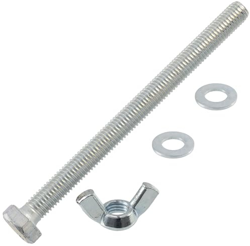 AERZETIX - Kit di 5 bulloni M10x130mm con testa esagonale + 10 rondelle piatte + 5 dadi ad alette M10 | in acciaio