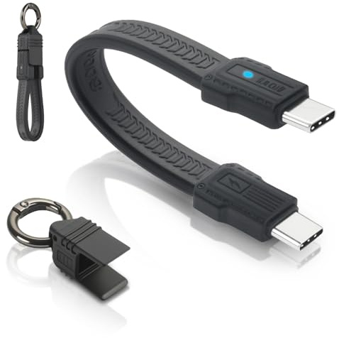aceyoon 240 W USB C till USB C-kabel kort, 80 Gbps USB4.0 PD3.1 snabbladdningskabel USB C med nyckelring, 8K@60Hz dataöverföring typ C laddningskabel för Thunderbolt 4/3, för surfplatta laptop (13,5