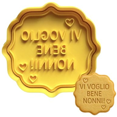 Tagliabiscotti - Vi voglio bene nonni! - Festa dei Nonni - Cookies Cutter - Formina per realizzare biscotti o decorazioni in PDZ - Stampo + Cutter - 7.5cm x 8cm x 1.2cm
