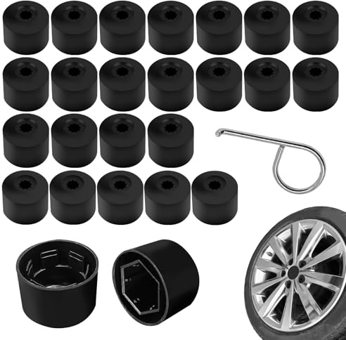 SZHUGEKI 23 Pezzi Copridadi Ruota 17mm, Copri Bulloni Auto Esagonali, Tappi Bullone Antifurto e Tappi Normali con Strumento di Rimozione, per VW per Audi, Nero