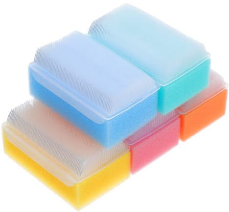 Hoement 5pcs Bath Sponge Scrubbers for Newborns Soft Sensory Touch Cradle Cap Brush Gentle Scalp Massage and Hair Cleaning Accessories for Bath Support