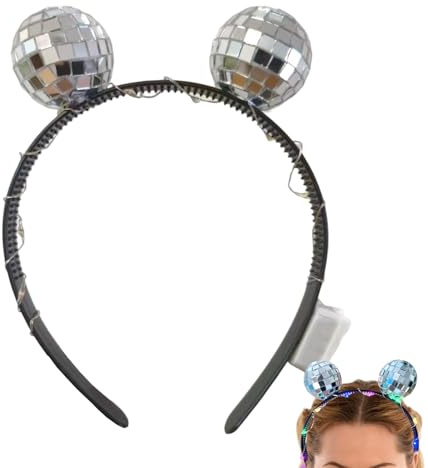 Disco Ball Hårband För Damer,Retro Spegelboll Huvudband Discoaccessoar - LED Hår Accessoar Till Halloween Party Barn Musikfestival Jul Nyårshelg