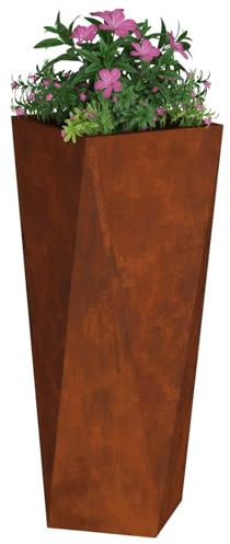 vidaXL Jardinière 2 pc Rouillé 30 x 30 x 75 cm Acier patiné