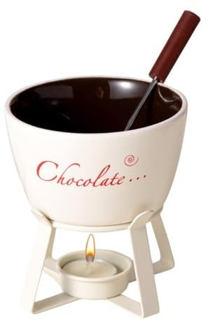 Taza de fondue de cerámica, 12,5 x 10,3 cm, taza de fusión de chocolate, mini juego de fondue con tenedor, para Navidad, fiesta de cumpleaños, camping, picnic, hogar, mantequilla, queso, caramelo y