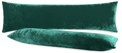 BaSaTex Plüsch Kissenbezug, Pack, 40x145 cm, Dunkelgrün | Winter Plüsch, Kuschelig Weich, Für Seitenschläferkissen, Öko_Tex Zertifiziert