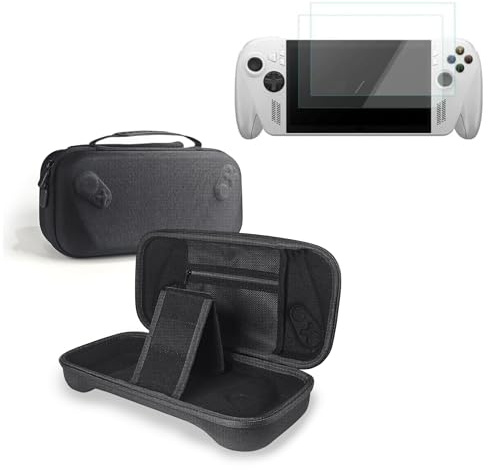 Handheld Console Accessory Bundle Compatible with ROG for Xbox Ally X, 2-in-1 Protective Case, Water-Resistant, 2 Pcs Tempered Glass Screen Protectors