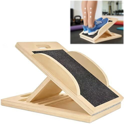Slant Board for Calf Stretching, Adjustable Wooden Stretch Mobility Board for Calf Stretcher with Training Poster, Portable Balance Board for Calf Muscles, Knee Ankle Balance Train 6 Positions