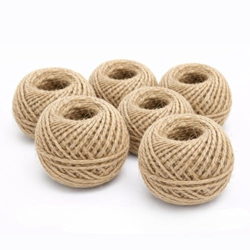6x Jute Twine string Garden Twine Jute Rope for Decoration, Garden,DIY Crafts, Gift Wrapping, Bundling Packing Floristry (48M x 6) 288M /944 Feet (pack of 6)