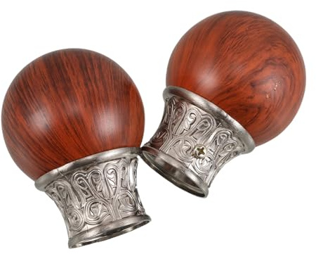Operitacx 2 Piezas Adorno de Madera y Metal para Cortinillas, Diseño Vintage Redondo, Accesorio Decorativo Reemplazo Ventanas en Cocina