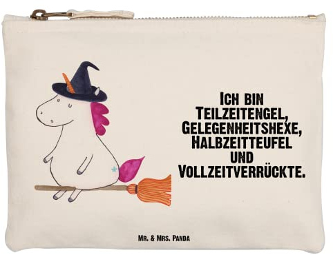 Mr. & Mrs. Panda Federmappe Einhorn Hexe Größe M - Geschenk, Frau, Einhörner, Kosmetiktasche, Freundin, Mäppchen, Kulturbeutel, Schlampermäppchen, Pouch, Teufel, Unicorn, Etui, Engel