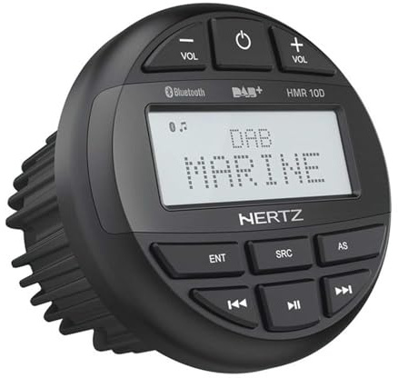Hertz Receptor Marino HMR 10 D con Dab+, Bluetooth 5.0, Puerto USB, Pantalla 2,8 Pulgadas, Salida 4x50W, Radio FM/Am, Compatible con Smartphone, Negro
