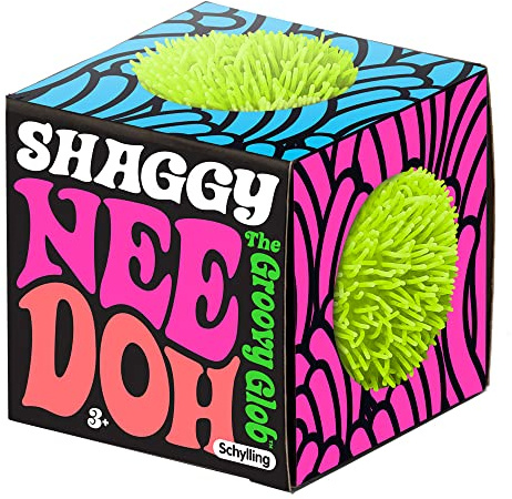 Schylling Shaggy Nee Doh stressboll – funky NeeDohball fidgetleksak för att lindra stress och lindra ångest, giftfritt degmaterial, 1 färg slumpmässig