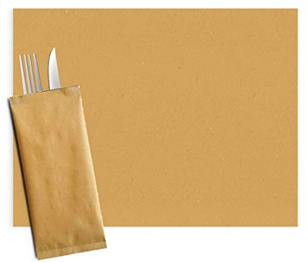 500 manteles individuales de 30 x 40 cm. + 500 fundas para cubiertos de papel paja con servilleta 2 capas papel paja desechable