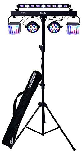 E-Lektron STAGE-BAR 5-fach LED RGBW & UV DMX Lichteffekt Set mit Stativ, inkl. Tragetasche
