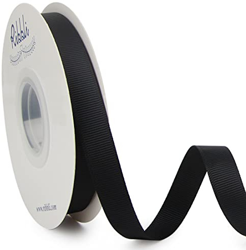 Ribbli Black Grosgrain Ribbon, 1/2 inches x Continuous 25 Yards, Use for Bows DIY Hair Accessories,Gift Wrapping, Craft and Sewing