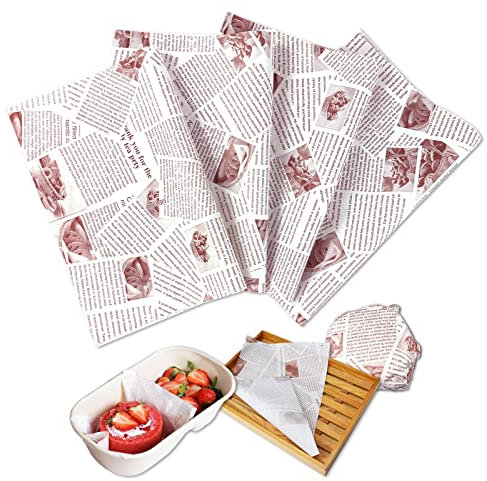 100 Blatt Deli Papierblätter, XIACIBDUS 36 x 26cm Wrap Papier, Einweg Fettdichte Papierblätter Lebensmittelkorb Liner Backpapier, Lebensmittelverpackungspapier für Sandwich Pommes Frites Burger Kuchen