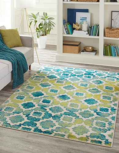 Rugs.com Azalea Collection Rug – 10' x 14' Blue Medium Rug Perfect for Living Rooms, Large Dining Rooms, Open Floorplans