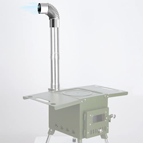 Pomrone Edelstahl Holzofen Schornstein Ofenrohr 90 Grad Kaminrohr Ofenrohr, 90° Bogen Gerippt 60mm Durchmesser Ofenrohr Rauchrohr, Bogen Knie Heizung Bogen 90° Bogenknie Winkel