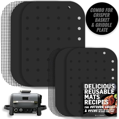 INFRAOVENS Grill Liners for Ninja Woodfire Outdoor Grill and Smoker, Reusable Mats for OG701 OG751, Dishwasher Safe, PFOA-free Fiberglass, Black