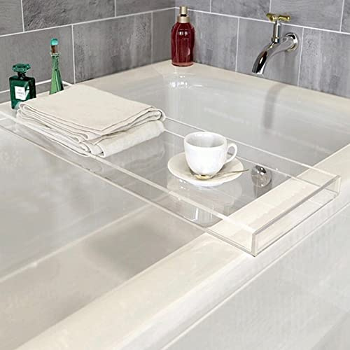 ZYFAB Modern durchsichtig Acryl Badewannen Ablage für Luxus Bad, Anti-Drop-Design, Clear, 76 x 20 x 3 cm