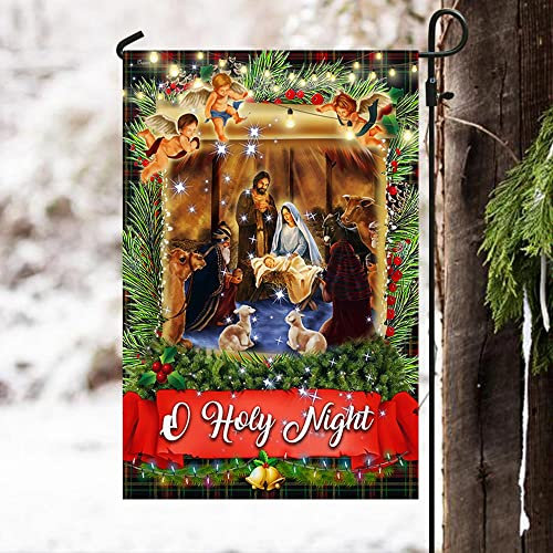 Feiertage Flags Perfekte Outdoor Flagge Wind Und Regenfeste Dekorative Fahnen Décor Für Outdoor Lawn Veranda Baby-Jesus-Flagge O Heilige Nacht 30x45cm