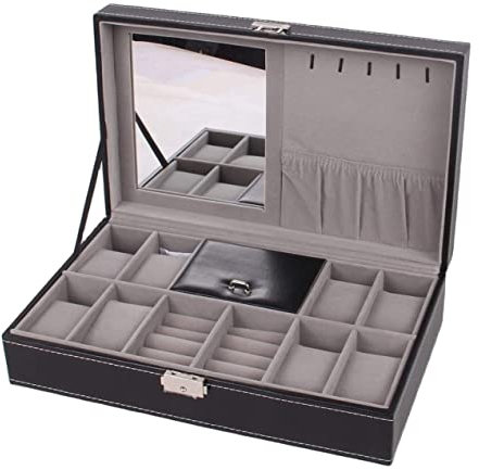 Uhrenkoffer Uhrenrolle Uhrenbox Uhrenschatulle Uhren-Organizer Aus Holz Mit 8 Fächern, Uhren-Schmuck-Aufbewahrungs-Organizer-Box, Abschließbar, Armband-Ring-Schaukasten Uhrenetui Uhren Aufbewahrungsbo