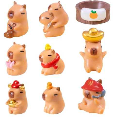 9PCS Capybara Figures, Capybara Cake Topper Capybara Action Figure Toys Mini Figures Set Birthday Party Capybara Animal Figurine Sensory Toy Capybaras Plastic Animal Figures Kids Toys