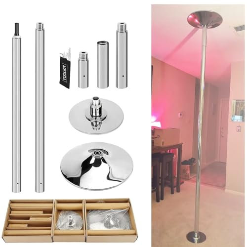 YCOVSFP 45 Mm Drehbare Tanzstange – Tragbares, Abnehmbares Strip-Fitness-Stangen-Tanzstangen-Set for Fitnessstudio, Party, Bar
