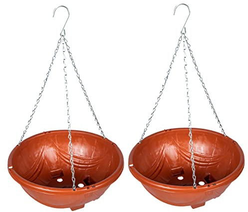 INOOMP 2sätze Hängende Pflanzgefäße aus Kunststoff und Eisen für Außenbereich Töpfe für Grünpflanzen Geeignet für Home und Office Gartenbedarf