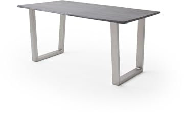 möbelando Baumkantentisch >Calabria< in Akazie grau lackiert - 180x76,5x90 (BxHxT)