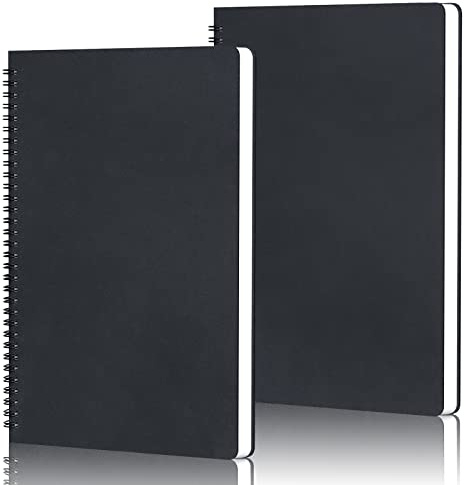 Yarotm Notizbuch B5 Blanko - 2 Stück Spiralbindung Notizheft B5-100GSM Papier Blanko Notizblock B5-26x18.5cm 60 Blatt Tagebuch Spiralblock - Schreibblock Reisetagebuch, Schwarz