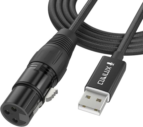 Cubilux Cavo per microfono da USB A a XLR, cavo da USB a XLR femmina per laptop, computer, PC, 2 m