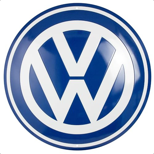 Nostalgic-Art Retro Blechschild, Ø 35 cm, VW – Logo – Volkswagen Bus Geschenk-Idee, Original Lizenzprodukt (OLP), aus Metall, Vintage Design, Blechschilder Sprüche | Original Volkswagen Lizenzprodukt (OLP), aus Metall, Vintage Design, Blechschilder Sprüche, Geschenk-Idee für VW Bus Fans