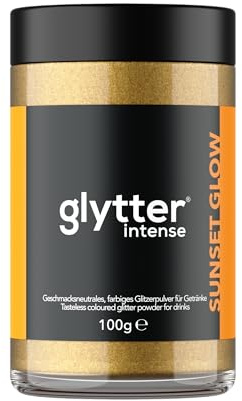 Glytter Glitzerpulver INTENSE (Sunset Glow) für ca. 1000 Drinks/Cocktails | essbarer Glitzer zur Dekoration von Getränken und Flüssigkeiten , geschmacksneutral, farbintensiv