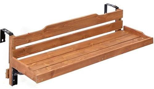 DKPLOE Balkontisch Zum Einhängen Faltbarer Balkontisch Hängend Einfach Zu Montierende Garten-Beistelltische Für Den Außenbereich Für Terrasse Veranda Hinterhof(Wood Color,120CM)
