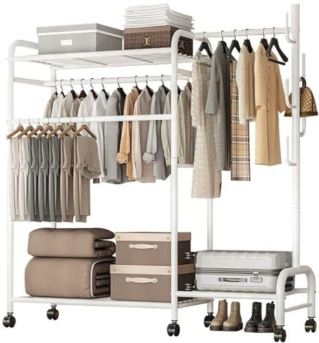 Kleiderständer, Kleiderstangen-Aufbewahrungsständer Mit Schuhregal, Organisationsregal For Die Präsentation/Aufbewahrung Von Kleidungsstücken, Robuste Metall-Hängegarderobe For Den Innenbereich(110Cm