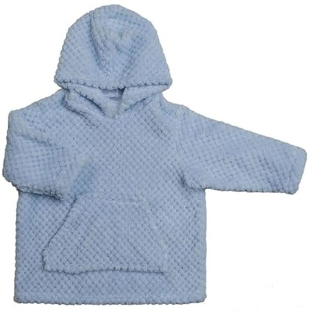 Baby Fleece Waffle Hoodie - Soft Snuggle Top, Oversized Baby Hoodie/Jumper for Boys & Girls, 6M-3Y (UK, Age, 6 Months, 12 Months, Blue)