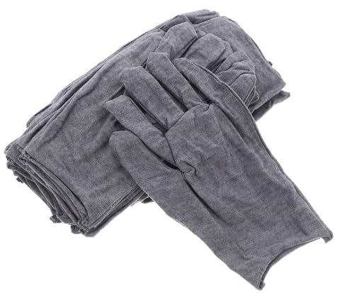 Gatuida 12stücke Baumwollhandschuhe Rutschfeste Schutzhandschuhe Für Arbeit Feuchte Atmungsaktive Handschuhe Für Männer Und Frauen Graue Strickhandschuhe Für Garage Lager Und Bau