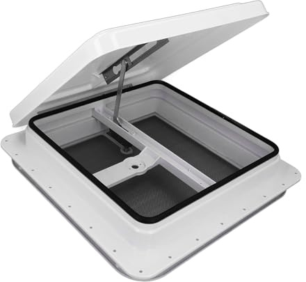 Luqeeg 14in RV Roof Vent, UV Resistant Cover, Seamless Frame, Weatherproof Ceiling Ventilation Vent with Knob Handle for RV, Trailer, Motorhome, Refreshing Air Flows, Easy Installation