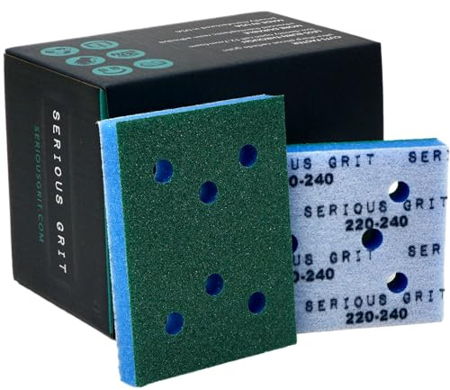 Serious Grit - 3 x 4 Foam Abrasive 220-240 Finish Sanding Pads - Fits Surfprep, Uneeda Ekasand, & Mirka - 1/2 Thick Soft Foam Hook & Loop Sandpaper Pads for 3x4 Sanders - Made in USA - 10 Per Box