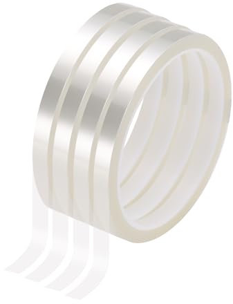 sourcing map 4 Rolls High Temperature Masking Tape 1/4 x108ft(6mmx33m) 0.05mm Thick PET Film Silicone Adhesive Heat Resistant Tapes for Heat Press Anodizing Circuit Board, Transparent