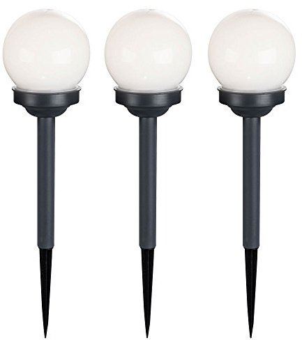 3er Set LED Außen Solar Lampen Kugel Design Erd Spieß Steck Leuchten Garten Weg Beleuchtung