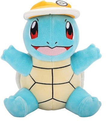 Pokémon PKW3669-20 cm Plüsch - Schiggy mit Sonnenvisier, offizielles Plüsch