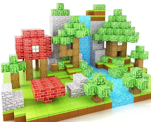 Magnetische Bausteine,Kinder Montessori Kreative Spielzeug,100 Stück Magnetbausteine,3 4 5 6 7 8Jahre Junge und Mädchen Magnetic Blocks Ostern Weihnachten Geschenke Kinder (A-1)