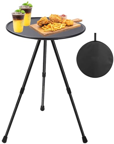 TAZZOR Tragbarer Campingtisch Klein Höhenverstellbar von 35-56.5 cm Klapptisch Camping mit Tragetasche Ultraleicht Gartentisch für Camping Garten Picknick Wandern Reisen