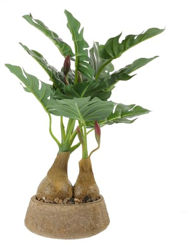 Alipis Monstera en Pot de Table Artificielle pour Décoration Intérieure, Plante Miniature en Tissu de Soie et Pâte de Papier, Texture Réaliste, pour Maison et Bureau