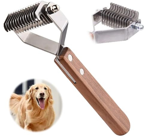 Undercoat Rake Dog Grooming Comb, 14-Blade Dematting Tool, Professional Pet Dematting Comb Grooming Stripping Tool for Dogs and Cats (6.5cm）