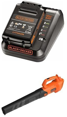 Lot BLACK+DECKER : Kit de Démarrage Powerconnect 18V (Batterie 2,0Ah + Chargeur Rapide 2A, BDC2A20-QW) + Souffleur Axial sans Fil 18V (BCBL200B-XJ)