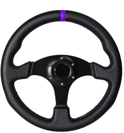Volante Sportivo Auto, Volante a Calice Volante piatto da 330 mm e 13 pollici in alluminio PVC for giochi di corse di simulazione(PURPLE)